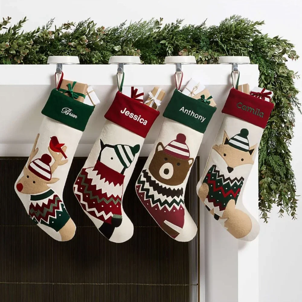 Crate & Barrel Fair Isle Friends Fox Christmas Stocking by Joan Anderson